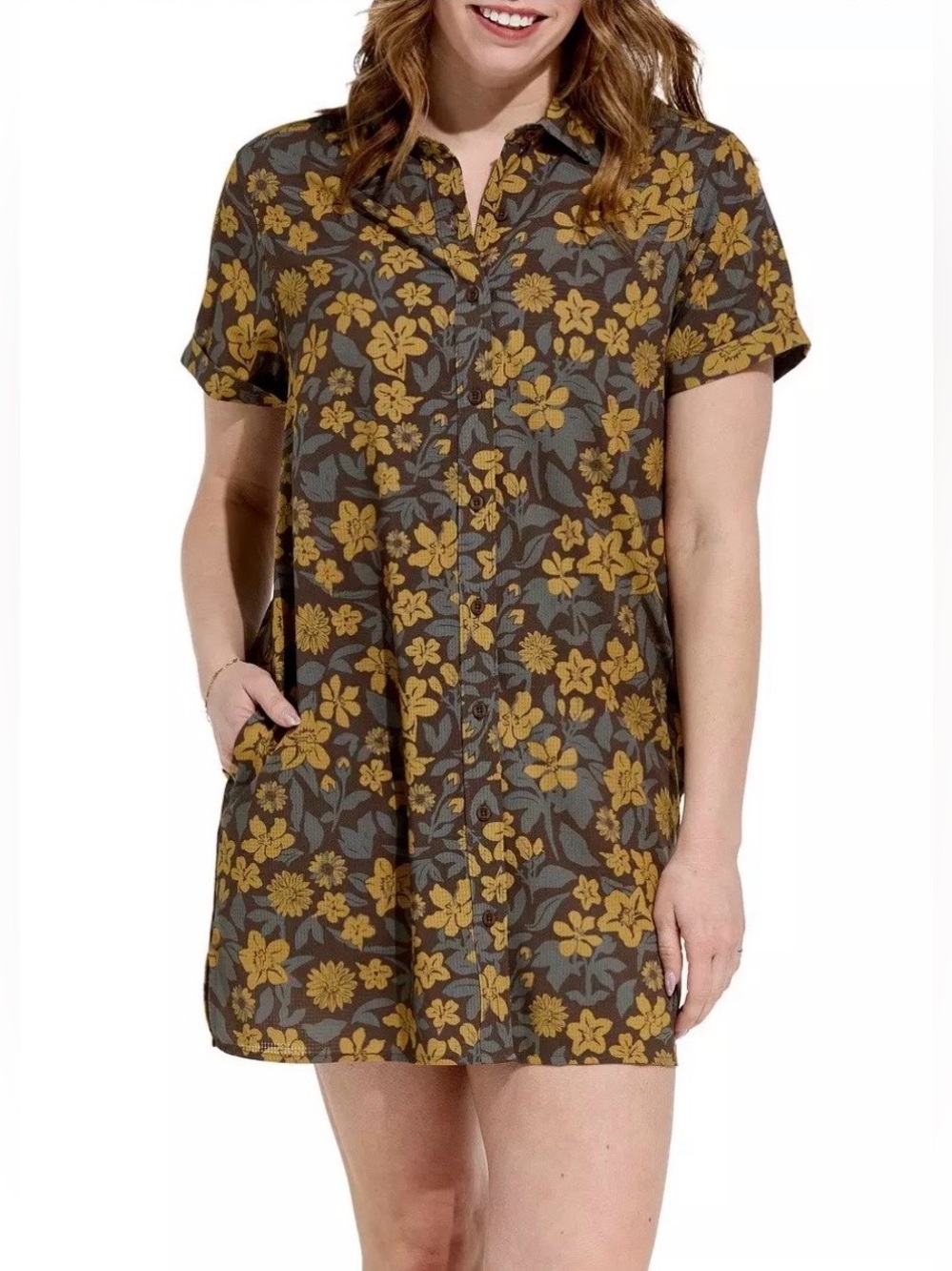 Women's Marsh Wear BreezeWeave Shirt Dress in Fossil size large